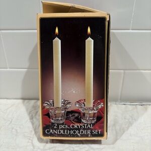 Vintage Set of Two Borgonova Crystal Candleholders. (Candles not included)